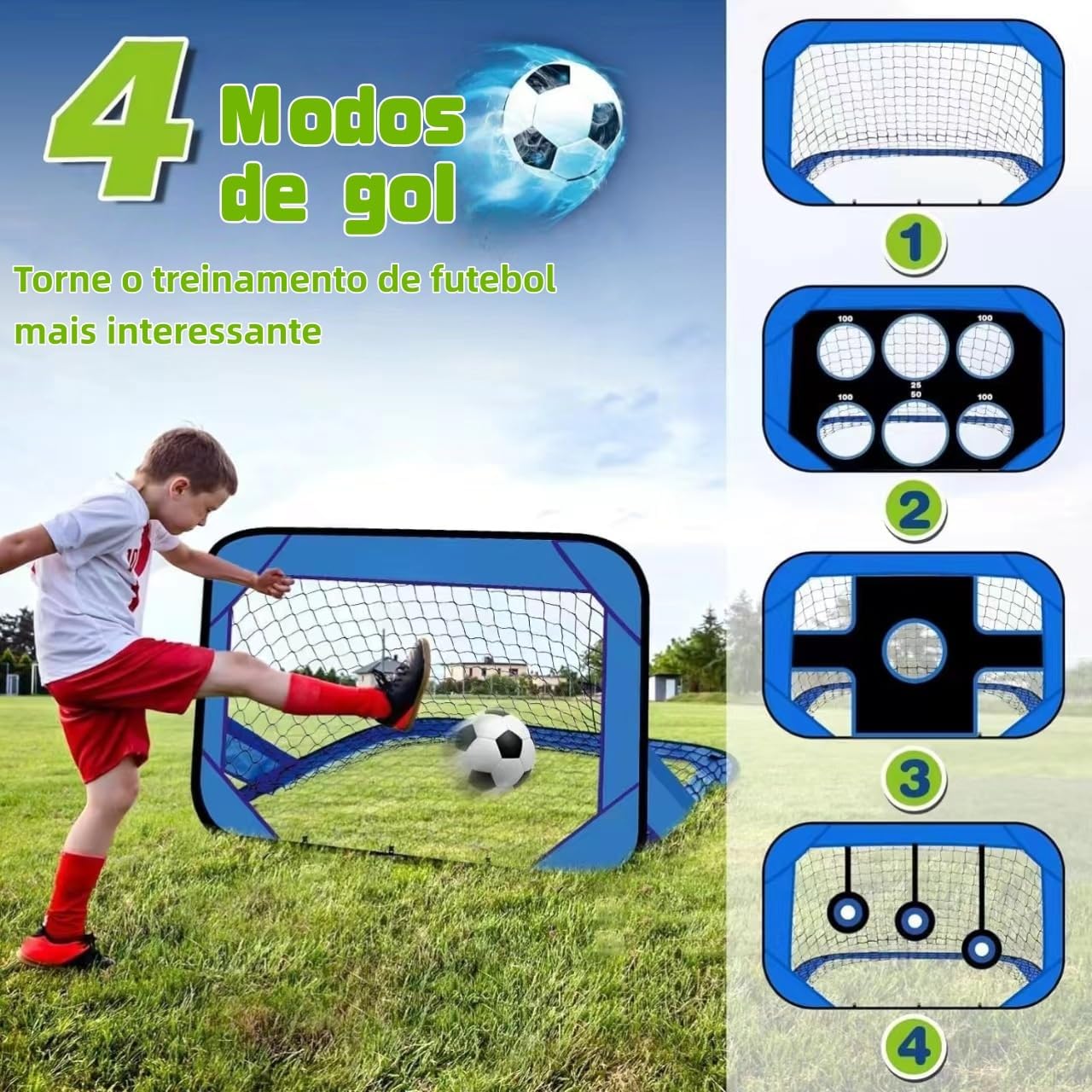Rede De Futebol Para Infantil Portátil, Gol Dobrável 4 em 1, Design Multifuncional, Leve e Resistente, Ideal para Crianças em Casa, Parque e Praia Rede De Futebol Para Infantil Portátil, Gol Dobrável 4 em 1, Design Multifuncional, Leve e Resistente, Ideal para Crianças em Casa, Parque e Praia
