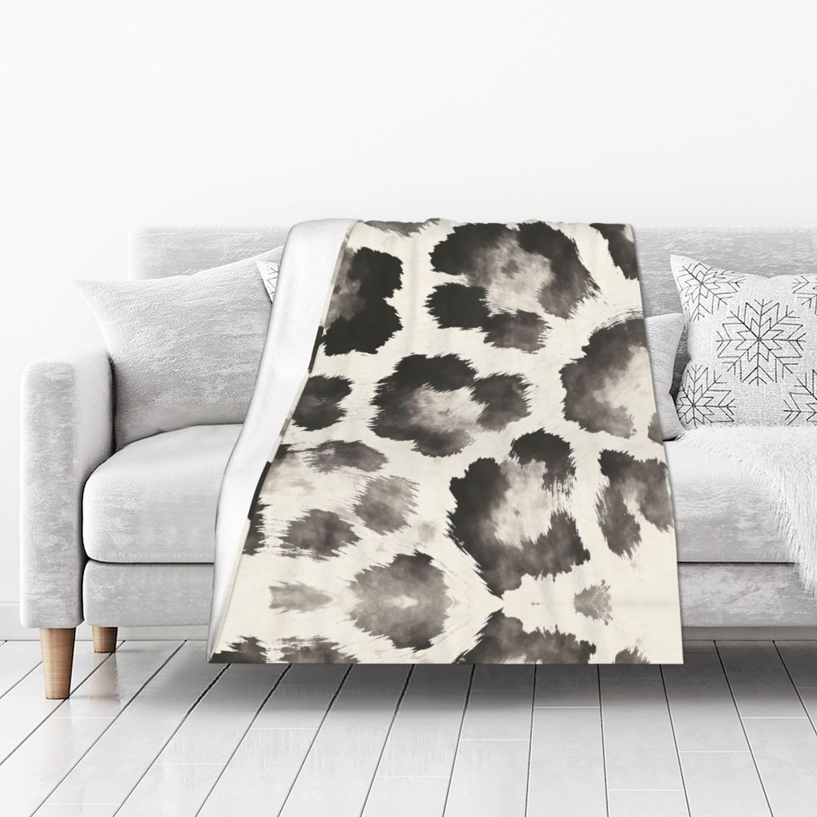 DUYIOKH Ink Leopard Print Print Thick Throw Blanket, Blanket for Couch Bed Warm Travel Blanket for Camping Movie Night