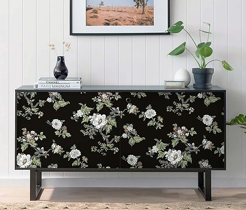 Miniatura 5 de CiCiwind Papel tapiz floral de 16 x 197 pulgadas, diseño floral, pájaros, papel de contacto, autoadhesivo, extraíble, hojas para armarios, baño,