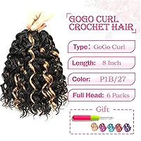 Vista 3 de Gogo Curl Cabello de Ganchillo Rizado de 8 Pulgadas Cabello Corto Rizado de Ganchillo para Mujeres Negras Rizos de Playa Onda de Agua Cabello Rizado