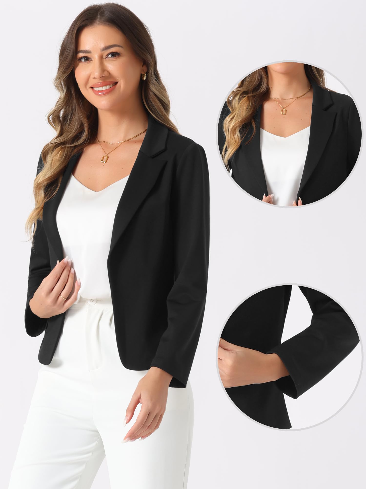 Allegra K Damen Blazer Business Lässige Crop Anzugjacke
