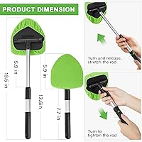 Vista 3 de Tallew 3 piezas de microfibra limpiador de parabrisas de coche, kit de limpieza para detalles del interior del automóvil con mango extensible y 9