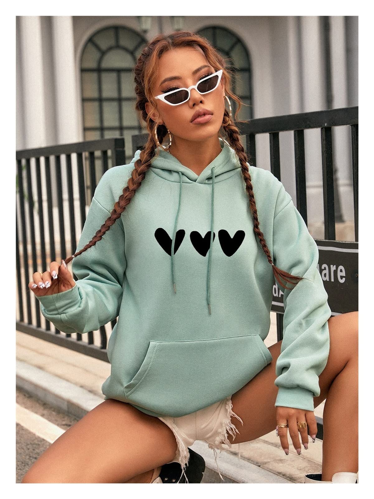 Sweat-shirt ample vert menthe XS pour éliminer le froid du matin