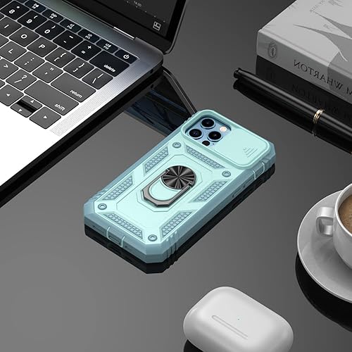 Vista 45 de Korecase Funda de protección para iPhone 12 y 12 Pro Ring Case con cubierta para lente de cámara, grado militar, resistente, de doble capa, cuerpo