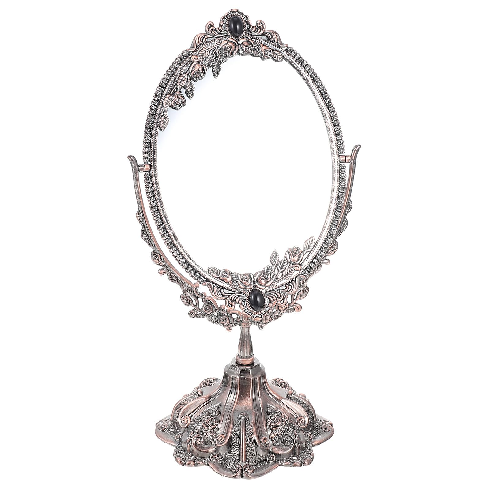 DOITOOL Vintage Schminkspiegel mit Doppelseite, Drehbar, Zinklegierung | Stabiler Standfuß, Hohe Detailklarheit, Europäisches Design, für Make Up und Hochzeit