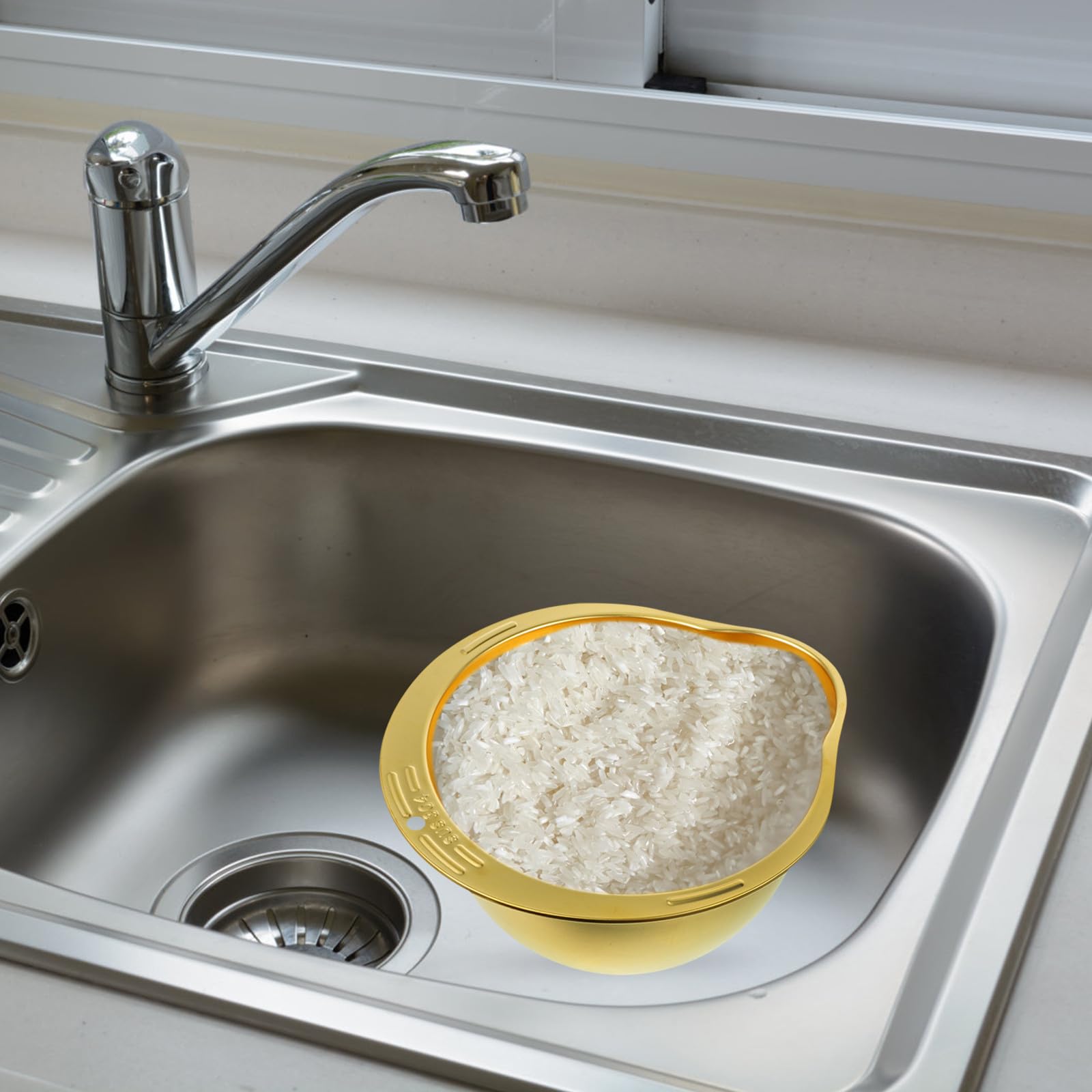 VALICLUD Colador de Cocina de Acero Inoxidable Dorado para Escurrir Verduras y Fideos, Cesta Estable para Almacenamiento y Lavado en Hogar