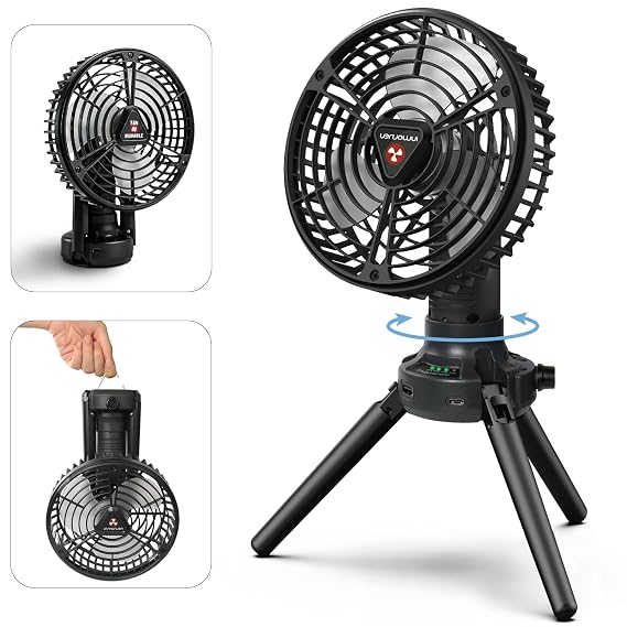 Desk Fan, Small Table Fan Air Cooler, Portable Rechargeable Quiet Fan