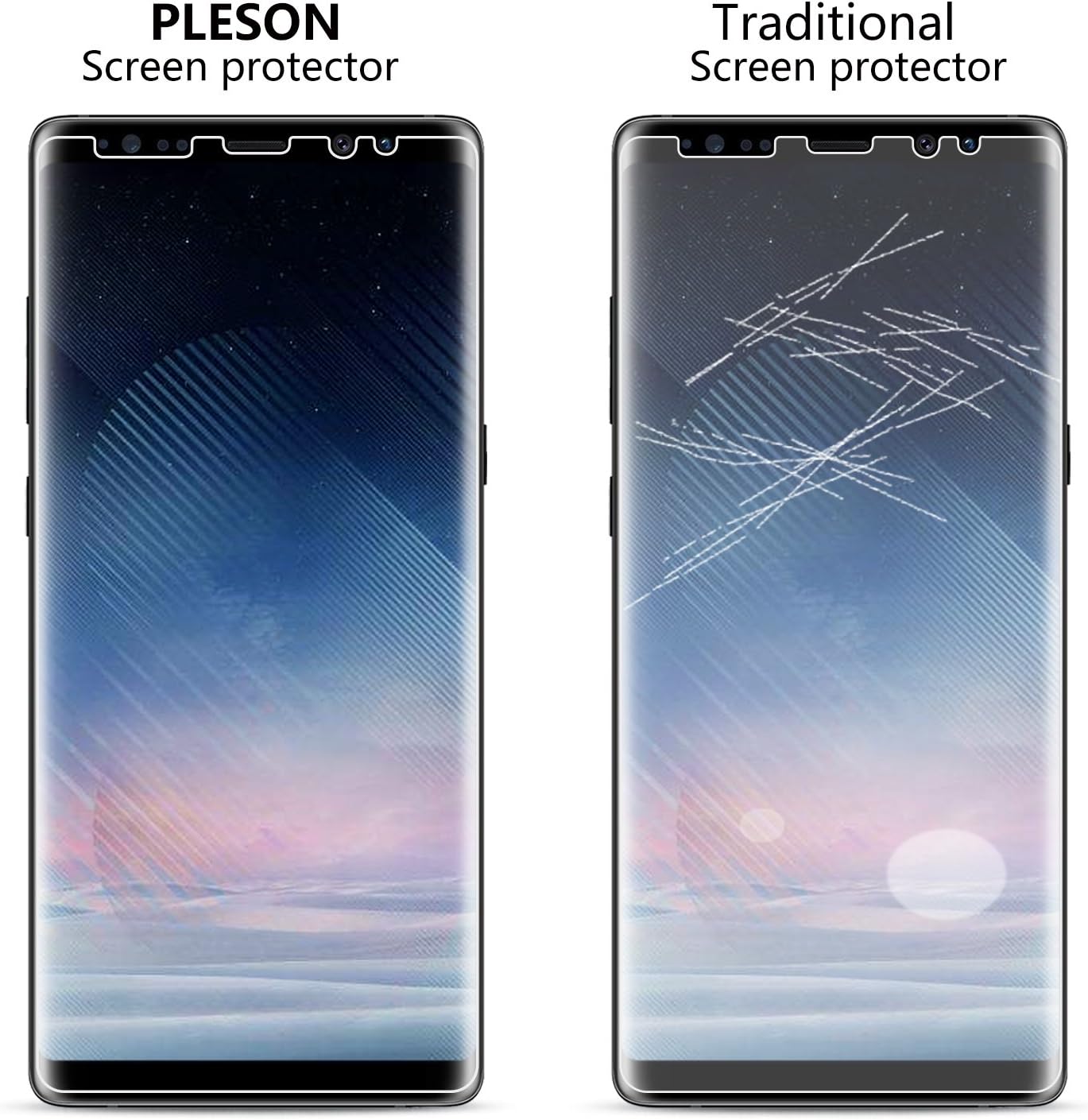 Galaxy Note 8 Screen Protector, [2-Pack] PLESON [Case Friendly] Samsung Galaxy Note 8 Screen Protector [Full Coverage][No Lifted Edges] Wet Applied HD Clear Film Screen Protector for Galaxy Note 8