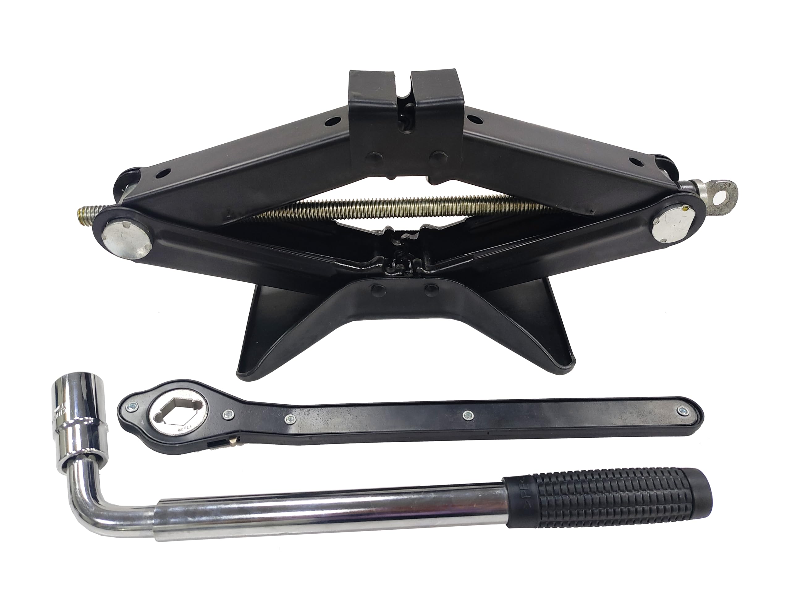 TOP DRIVE Kit Cric a Forbice per Auto da 2 Tonnellate Portatile, Ideale per SUV e Auto - Kit di Emergenza Universale con Chiave Inglese