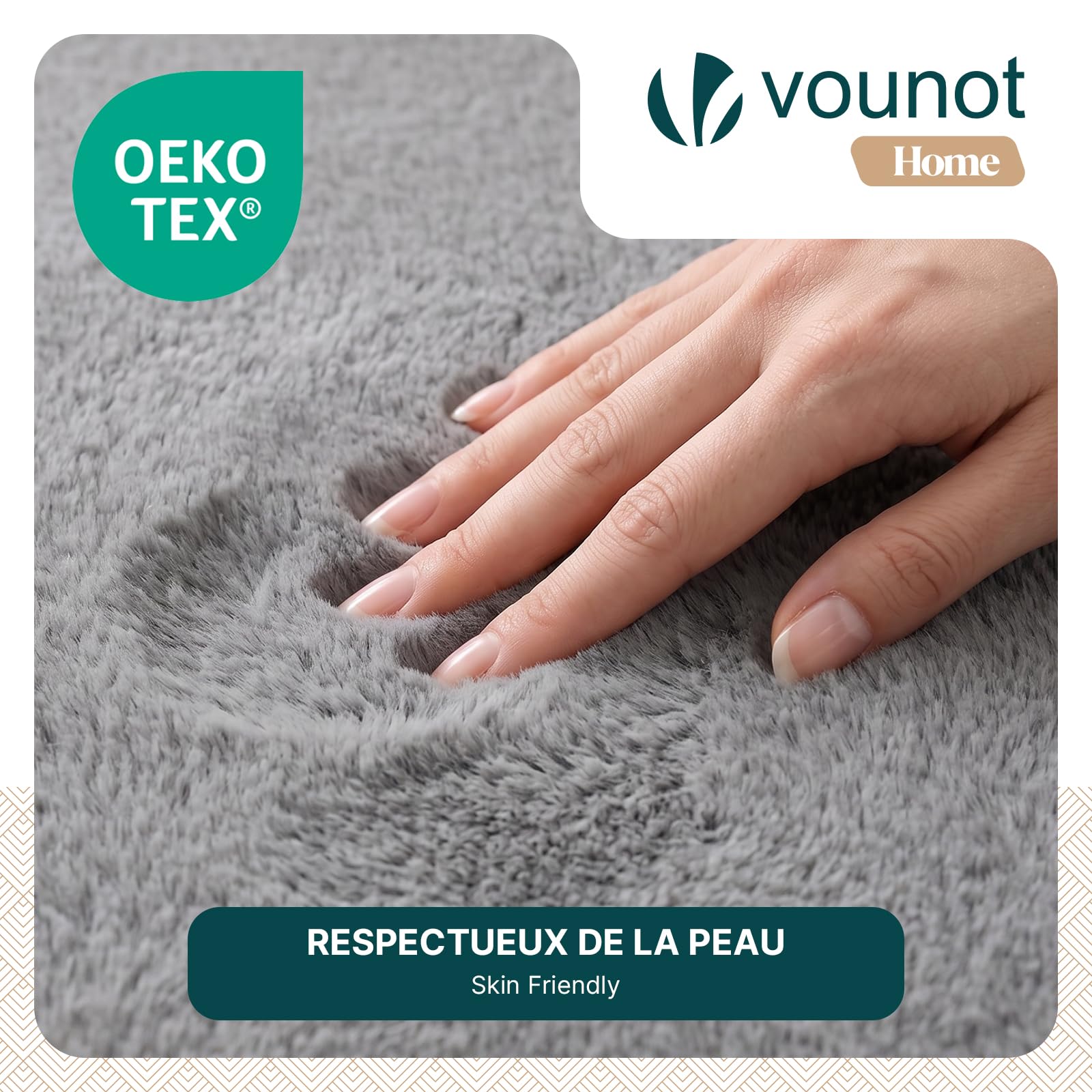 VOUNOT® Tappeto Morbido a Pelo Corto 200x300 cm, per Salotto e Camera da Letto, Lavabile in Lavatrice, con Doppio Sistema Antiscivolo, Stile Moderno, Grigio