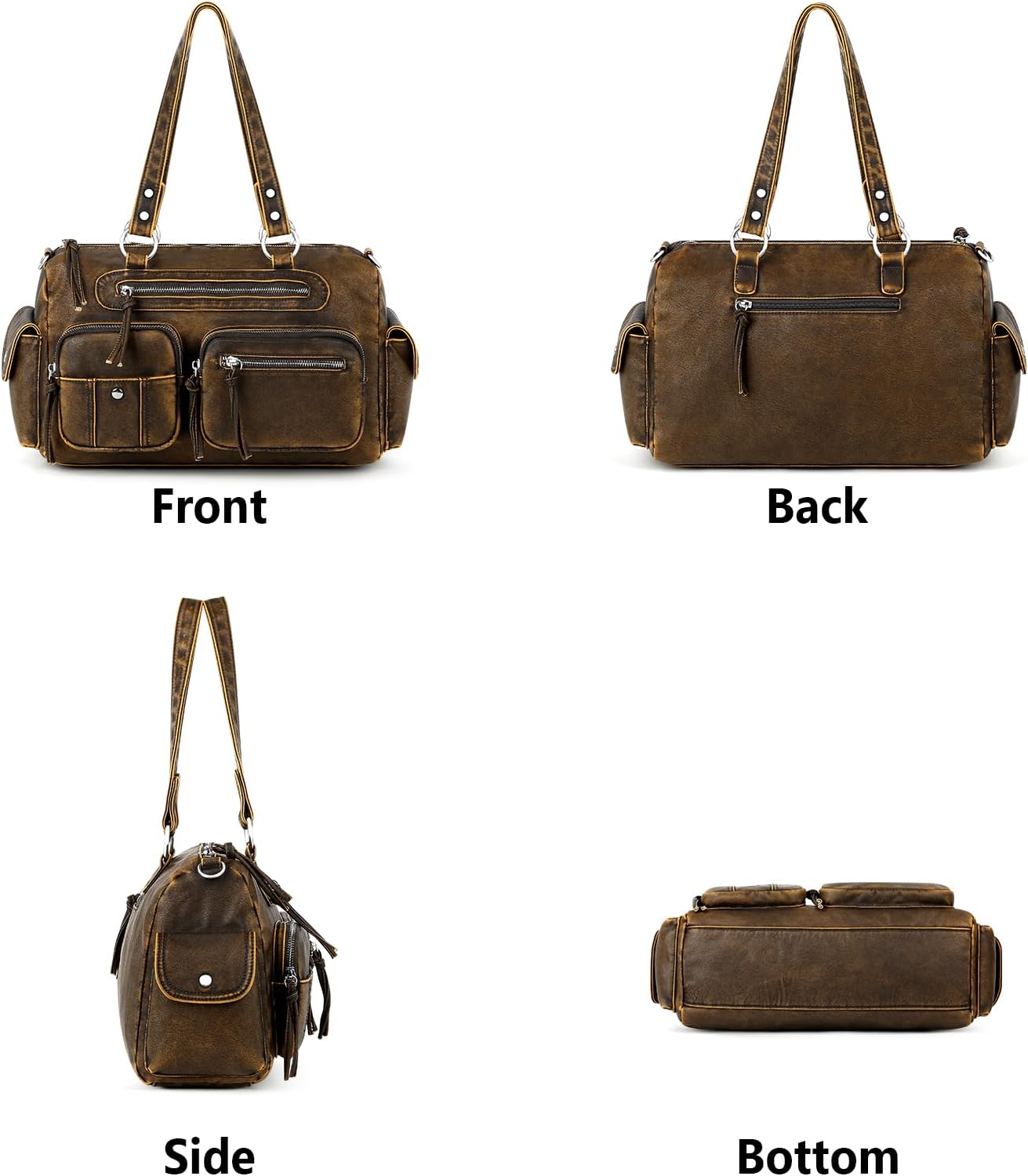 Shoulder Bag for Women, Multi-Pocket Hobo Crossbody Handbag with Adjustable Strap Soft Vegan Leather Tote Bag