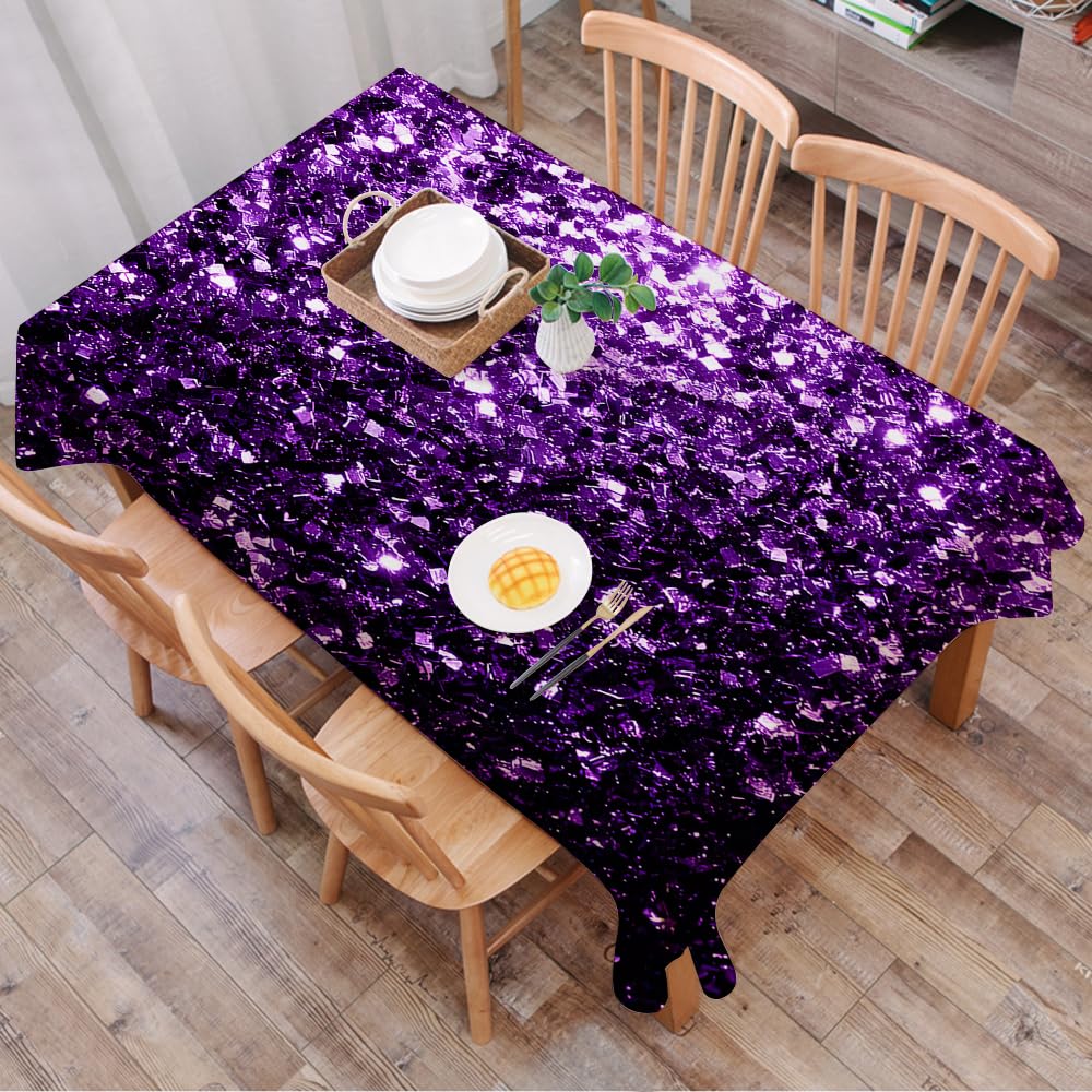 Dalexhm Glittering Purple Sequins Texture, Dense Pur - A1 Table Cloth Wipe Clean Rectangular, Wipeable Tablecloths,Dining Table Cover For Kitchen Outdoor Garden Table,Glittering Purple Sequins Texture, Dense Purple Sequins Pattern, Fashion,54X72 In