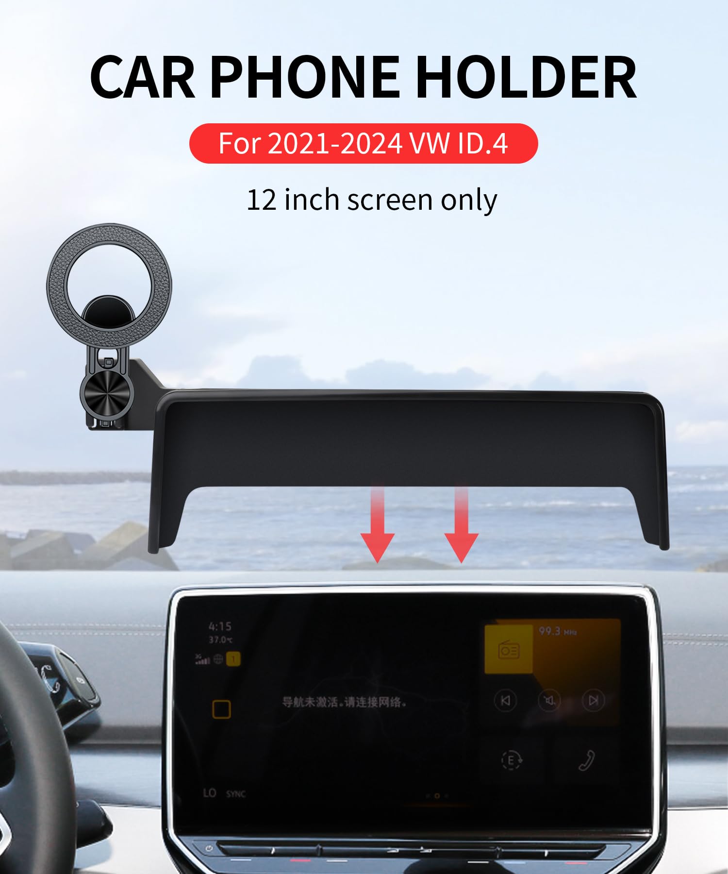 Support Téléphone Voiture Volkswagen ID.4 ID.5 - Compatible écran Tactile 12.9 Pouces 2023-2025, Fixation Sans Ventouse