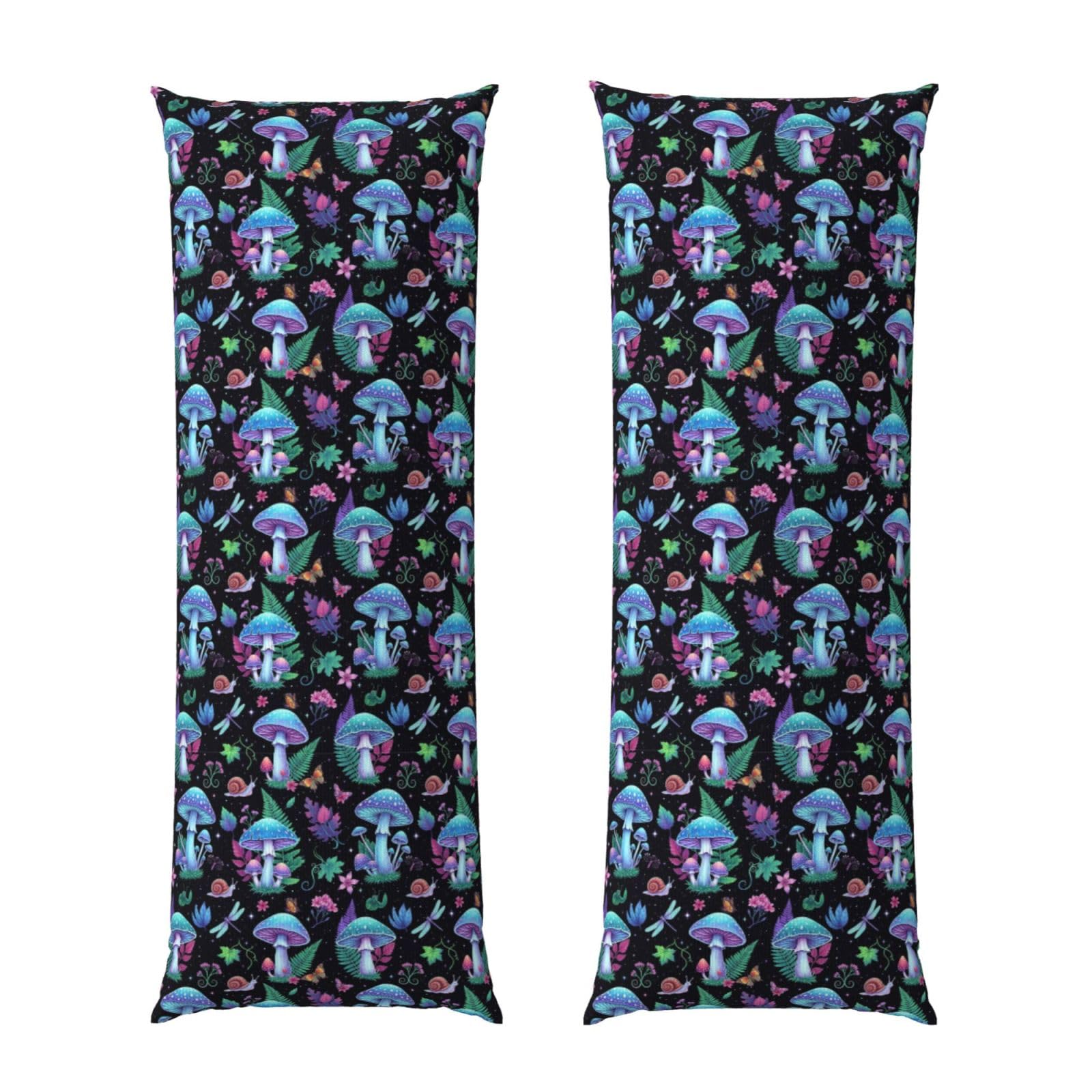 Body Pillow Cover 20x54, Witch Mystery Magic Mushroom Purple Leaf Trippy Mushrooms, Soft Microfiber Long Pillowcase with Zipper Closure, Breathable Protector for Bedroom Sofa Couch Sleeping