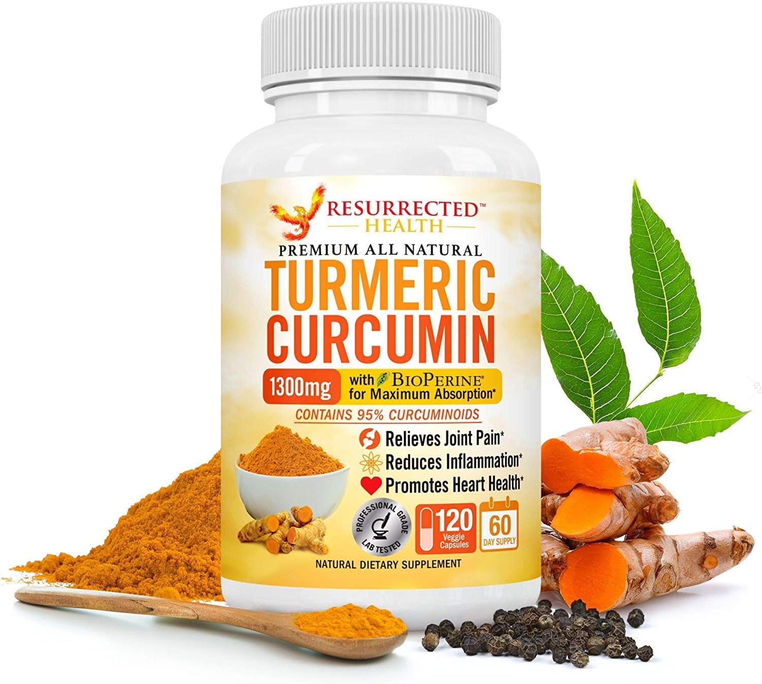 Turmeric Curcumin with Black Pepper - Value Size 2 Month Supply - Natural Joint Support and Inflammation Reducer - Vegetarian-Friendly w/95% Standardized Curcuminoids + Bio-Perine for Max Absorption1