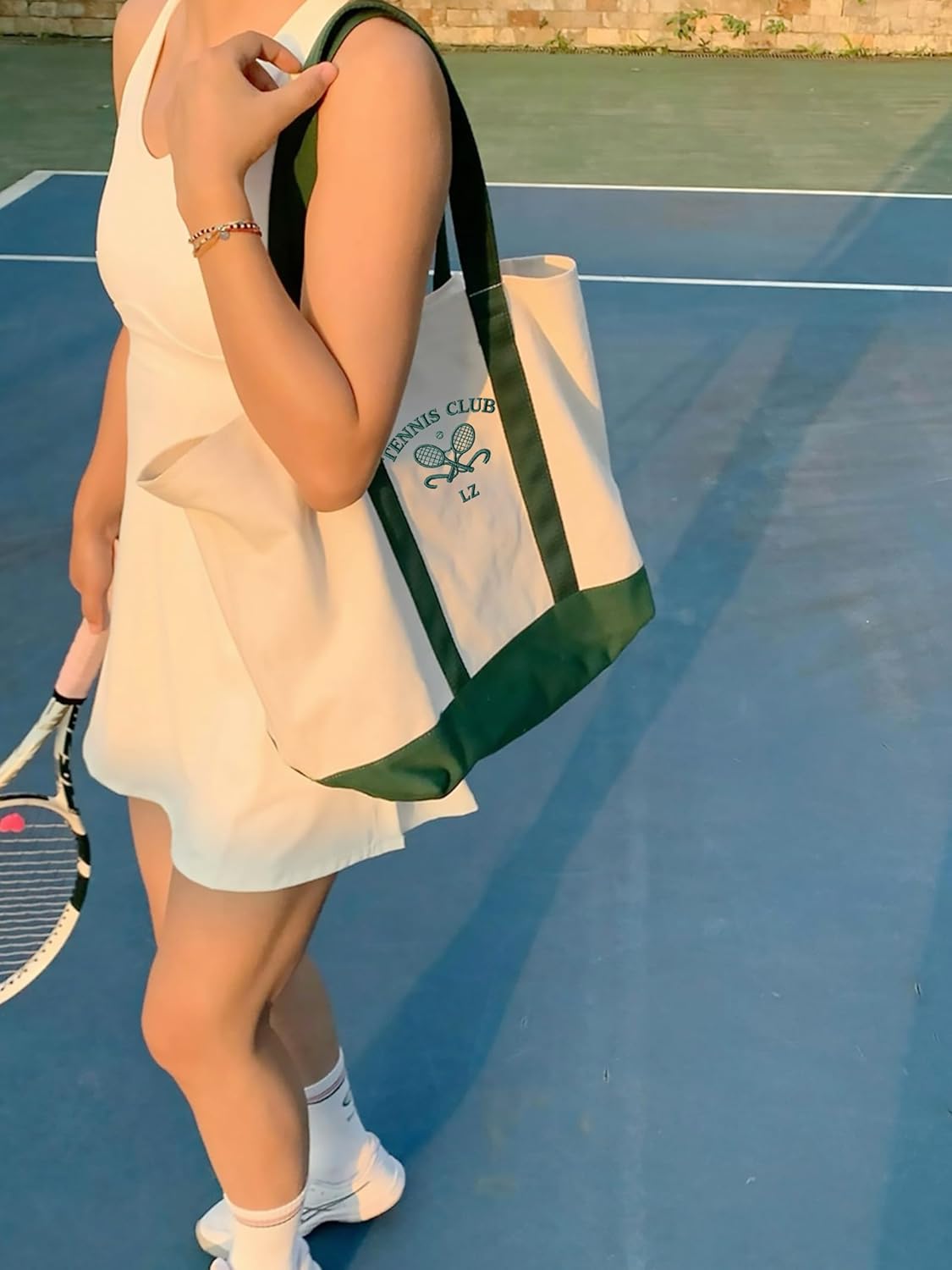 LZ Tennis tote bag, Embroidered canvas racket bag, Stylish, Casual, and suitable for tennis clubs and gyms.