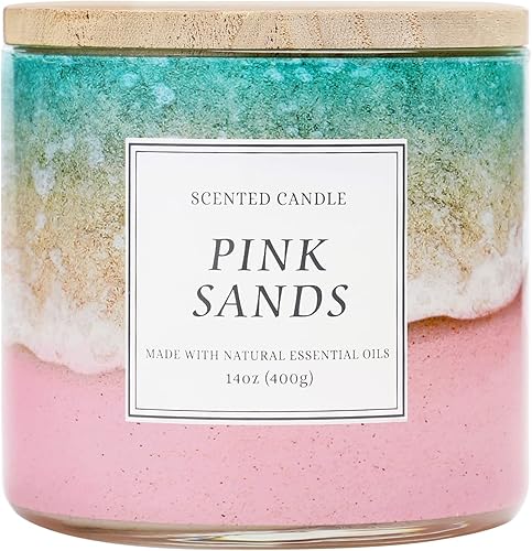 Candle Coastal Breeze - Vela perfumada, cera de soja natural con 3 mechas de vela grande, hasta 40 horas de tiempo de combustión, velas de 14 onzas,