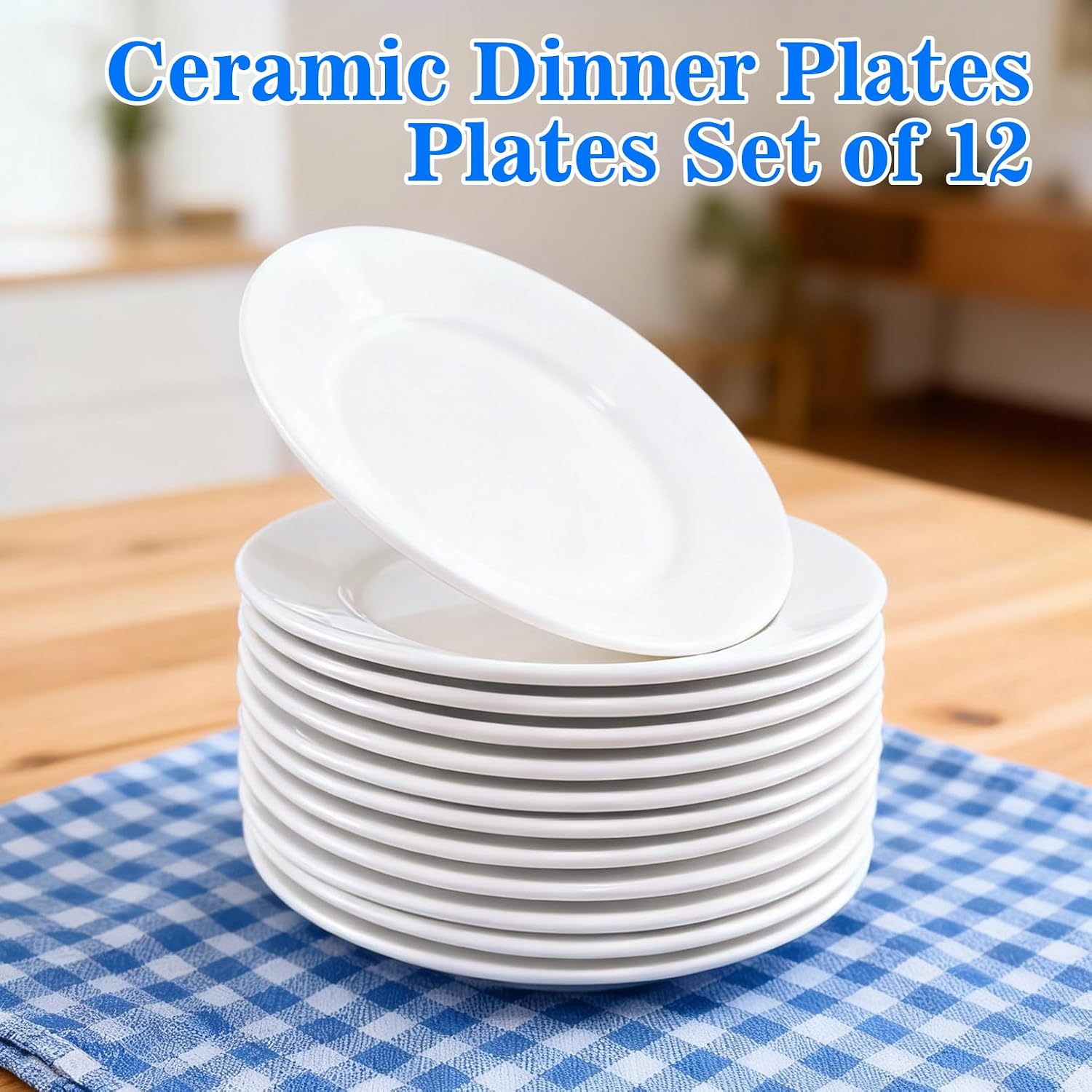 12 Pcs Ceramic Dinner Plates,6" White Small Round Dinner Plates
