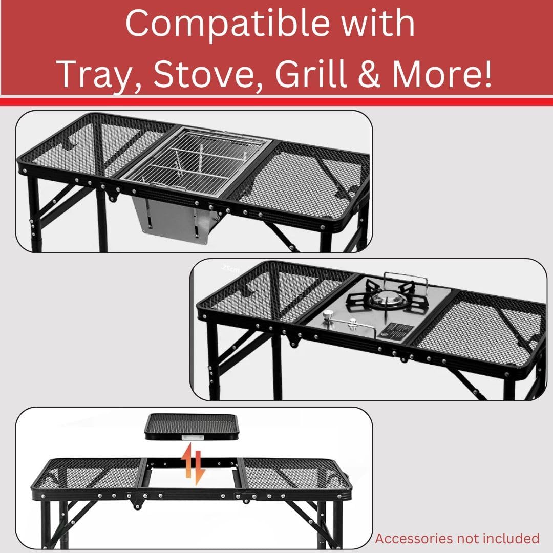 Portable Folding Outdoor Camping Table – 3FT Lightweight Small Foldable Design of 19.6 inch Height for Picnic, BBQ, Travel & Outdoor – Compact, Collapsible & Durable Camp Tables with Adjustable