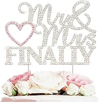 Vista 1 de Finally Mr & Mrs - Decoración de pastel de diamantes de imitación de boda plateada y rosa, perfecta para despedidas de soltera, compromiso, bodas