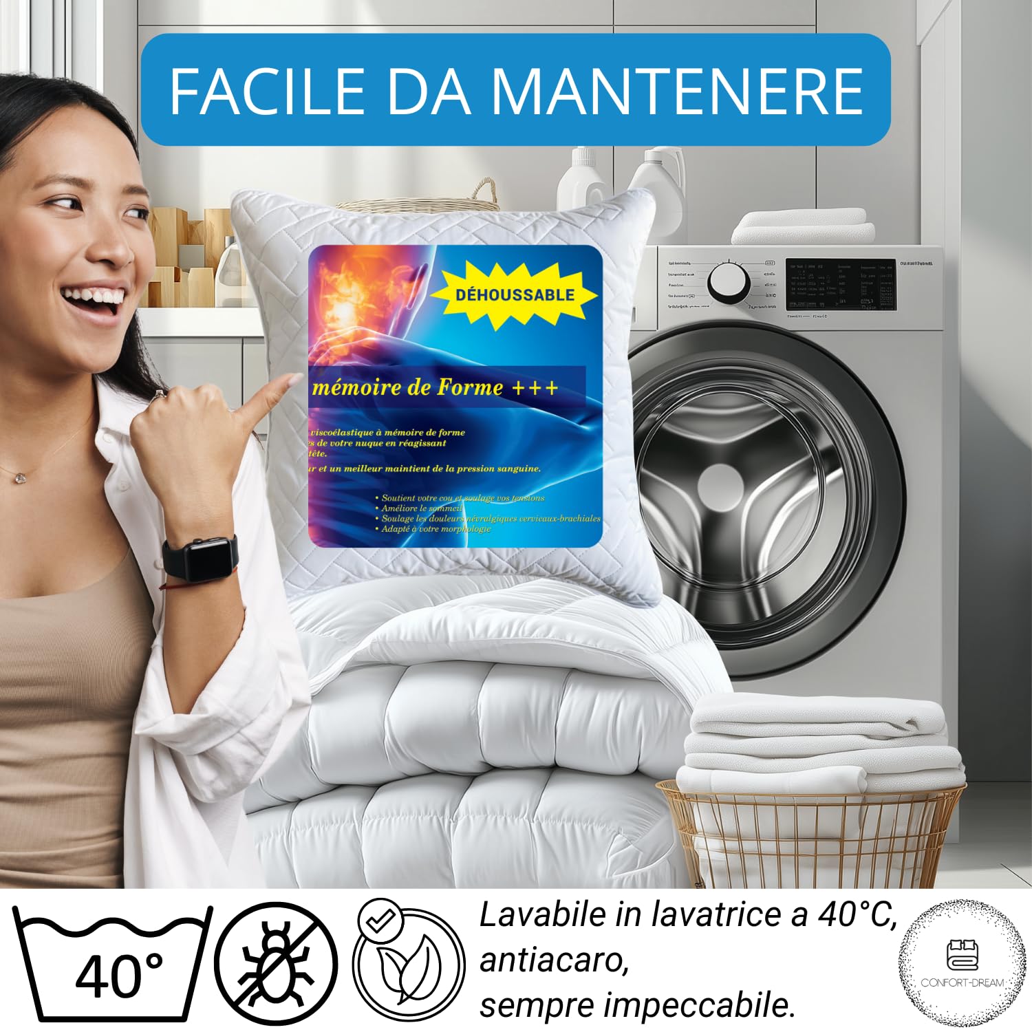 Cuscino Memory Foam +++ 60x60cm Sfoderabile