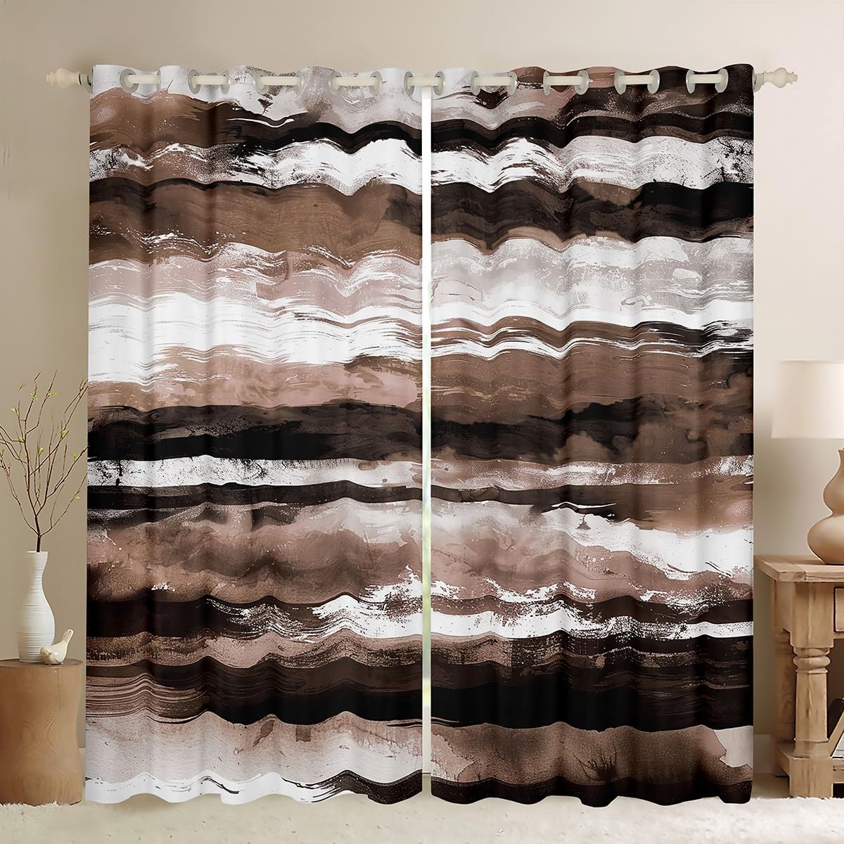Erosebridal Abstract Grunge Blackout Curtains Watercolor Curtains, Graffiti Drapes Hippie Fluid Ink Bedroom Decor, Aesthetic Oil Painting Window Treatments