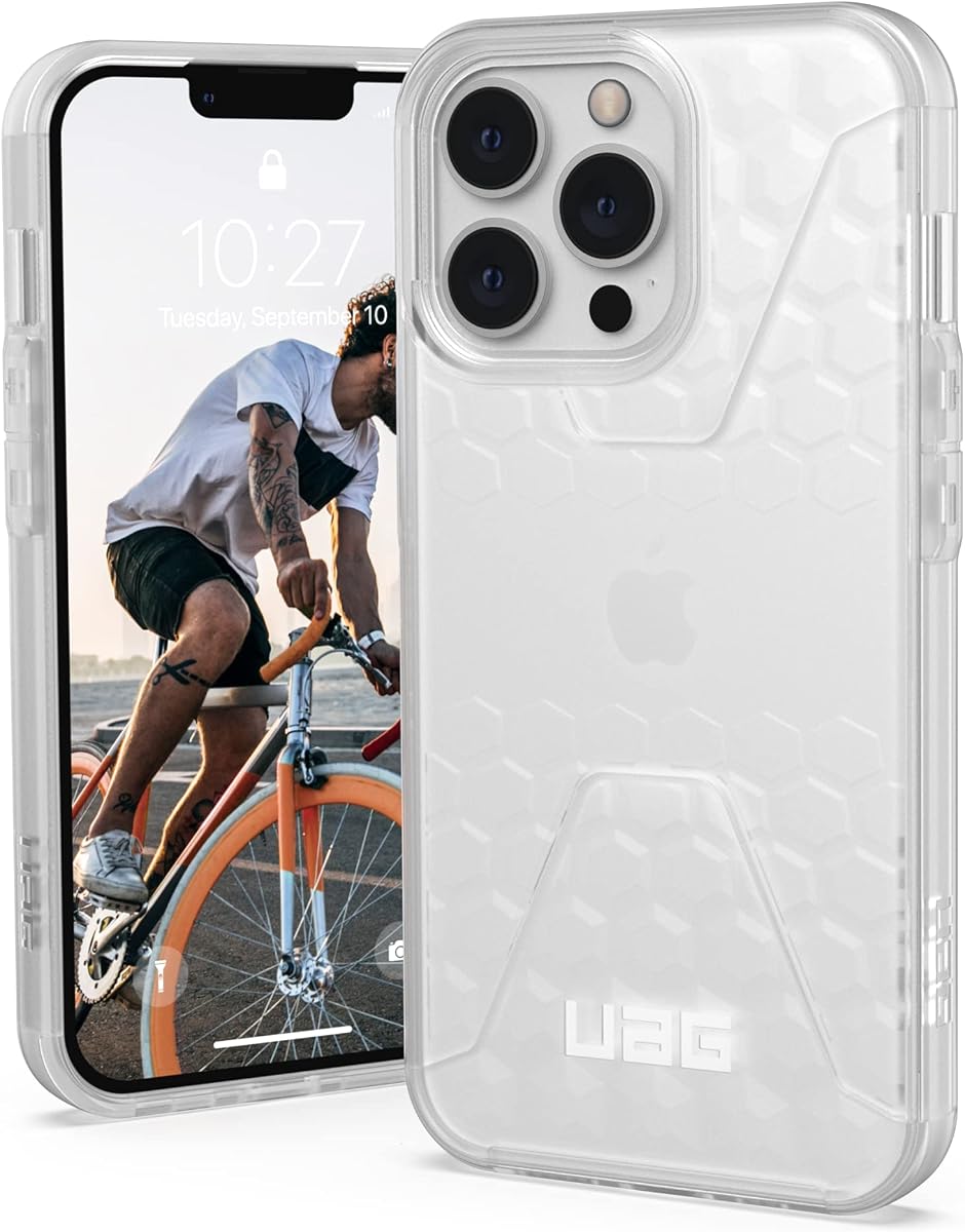 URBAN ARMOUR GEAR UAG Diseñado para iPhone 13 Pro Funda transparente esmerilada elegante ultrafina, absorbente de golpes, transparente, cubierta protectora civil, [pantalla de 6,1 pulgadas]