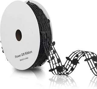 1 Roll 20 Yards Music Ribbon Music Note Ribbon Clothing Trim Accessories Musical Hollow Grosgrain Engraved Notation Craft Ribbons for Scrapbooking Gift DIY Handmade Craft Birthday Party Decoration