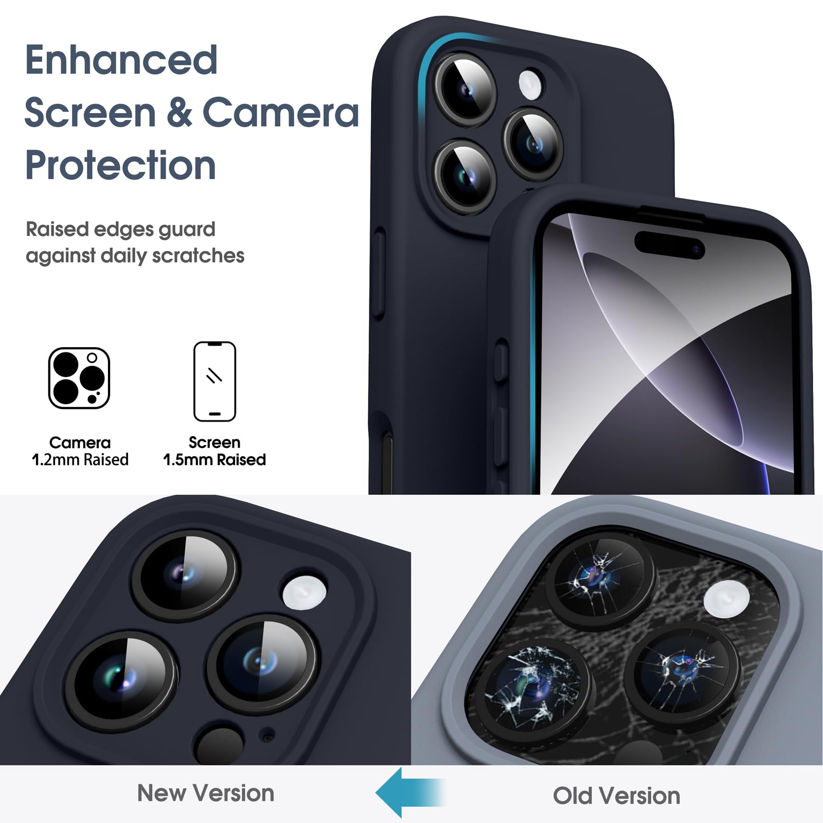 Supdeal Custodia in Silicone Liquido per iPhone 16 Pro Max, [Protezione Fotocamera] [Cover in Microfibra] [Protezione a 4 Strati], Case Ultrasottile e con Presa Comoda, 6,1 Pollice, Nero