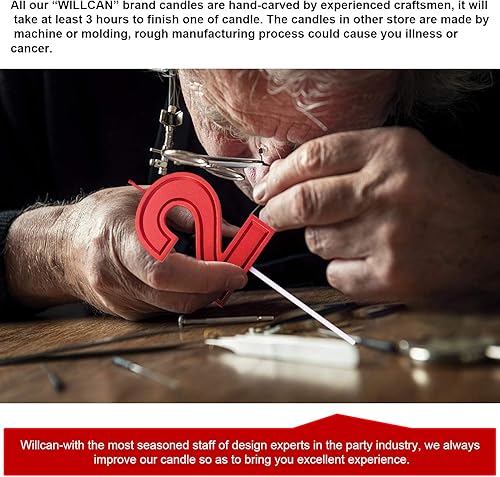 Miniatura 4 de Velas de 3.93 pulgadas de color rojo metálico con el número 2 de feliz cumpleaños, decoración y celebración de cupcakes de cumpleaños para