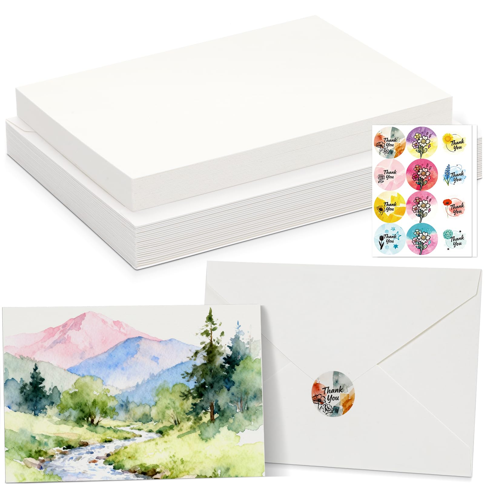 Photo 1 of ***ONLY ENVELOPES***36 Sets Flat Watercolor Cards with Envelopes & Seals – 4 x 6 Inches Pure Cotton 300gsm Cold-Pressed Acid-Free Paper for Mother's Day, Wedding, Graduation, Thank You Notes & Postcards