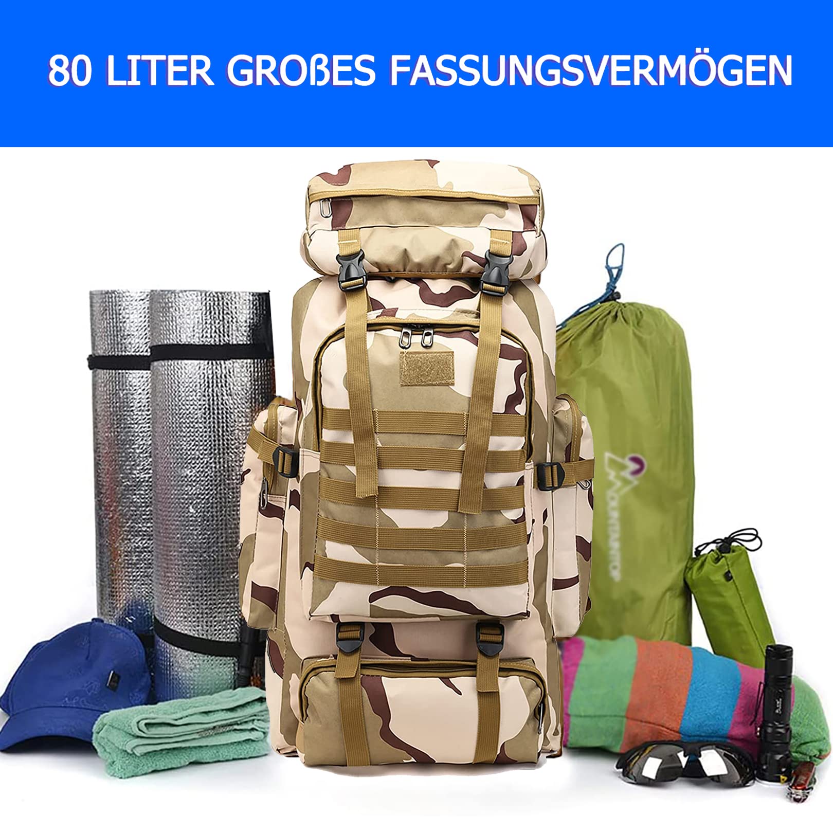 Zaino Scuola Media PiliStar Zaino Militare Tattico 30L, Mimetica