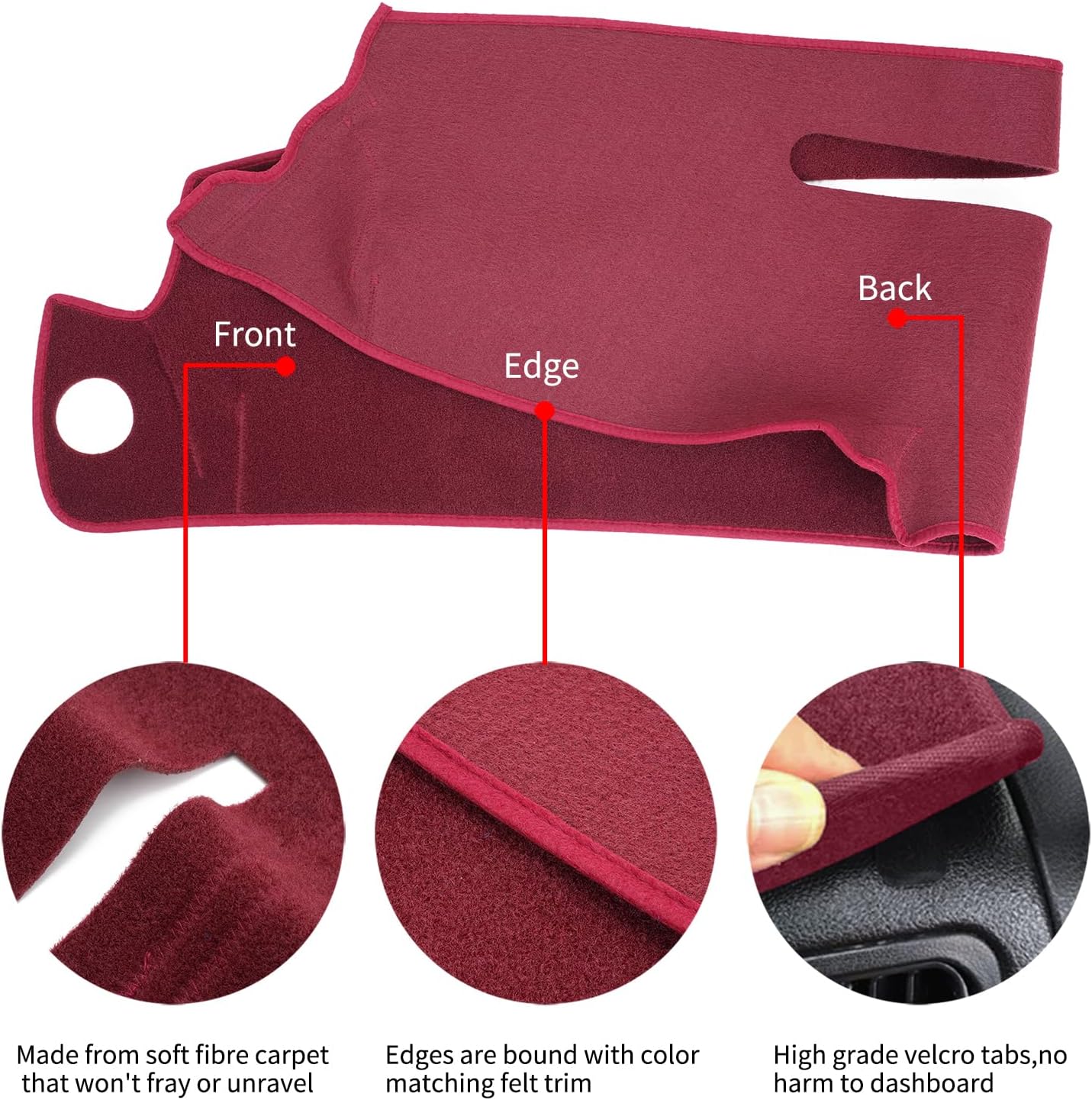 Dash Cover Custom Fit for 1997-2000 Chevy Chevrolet/GMC C1500 C2500 C3500 K1500 K2500 K3500, 1997-1999 GMC Yukon/Chevy Tahoe, 1999-2000 Cadillac Escalade,Dashboard Cover Mat Pad (Maroon)