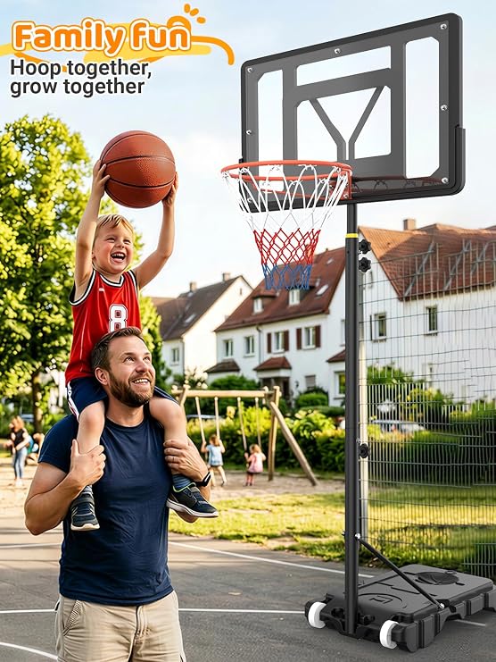 Basketball Hoop with Basketball for kids: 5ft-7ft Outdoor Basketball Hoop and Stand with Basketball Nets, Ball Pump for Kids Teenagers Youth Junior