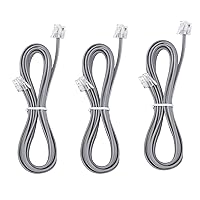 Vista 18 de Cable de extensión para teléfono fijo con enchufe estándar RJ-11 6P4C (3 pies-paquete de 3, negro)