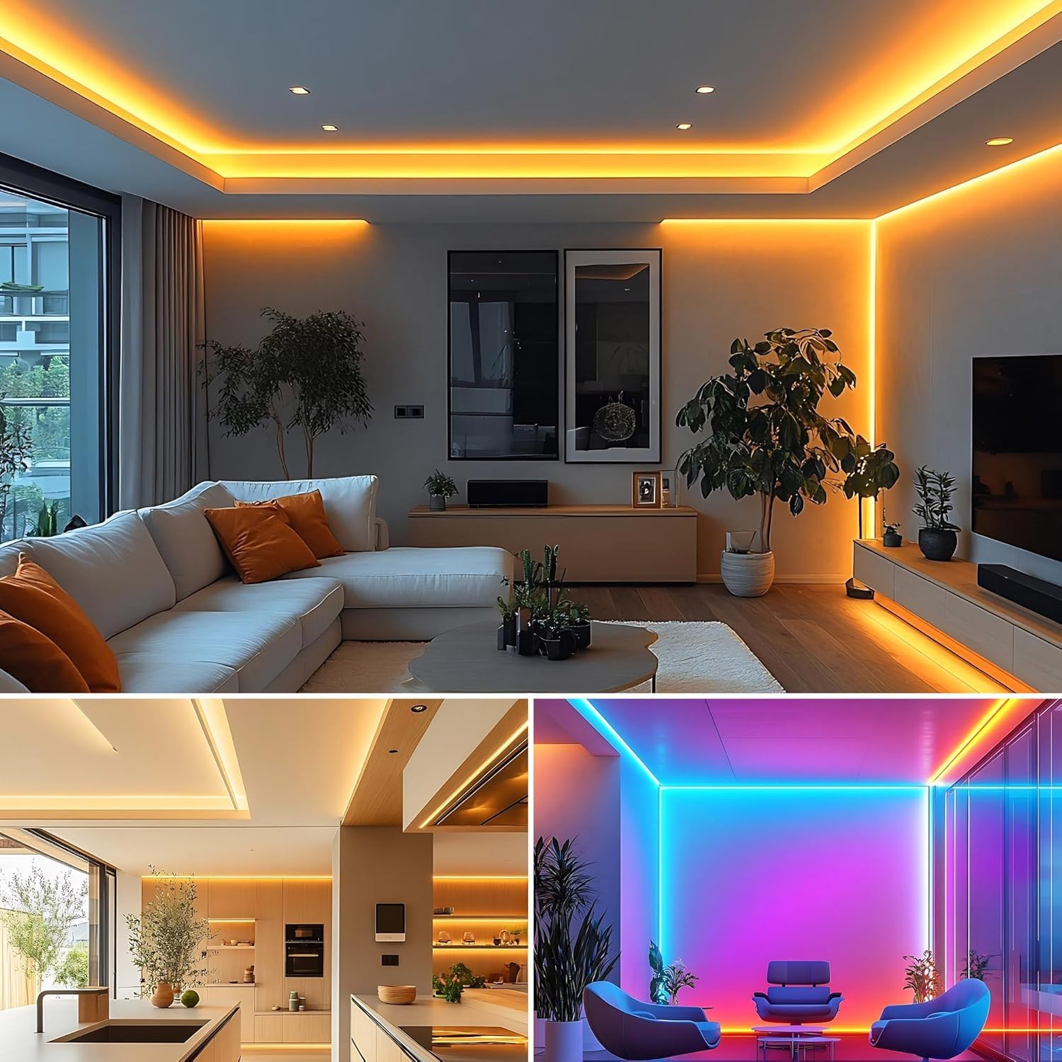 5 x LED Alu Profil für LED Streifen 2m, Led Schiene für Trockenbau, Für Stripes bis 20 mm Breite oder Zwei LED Stripes, Mit Diffusor aus Halbtransparentem PC - 61.8 x 13.8mm