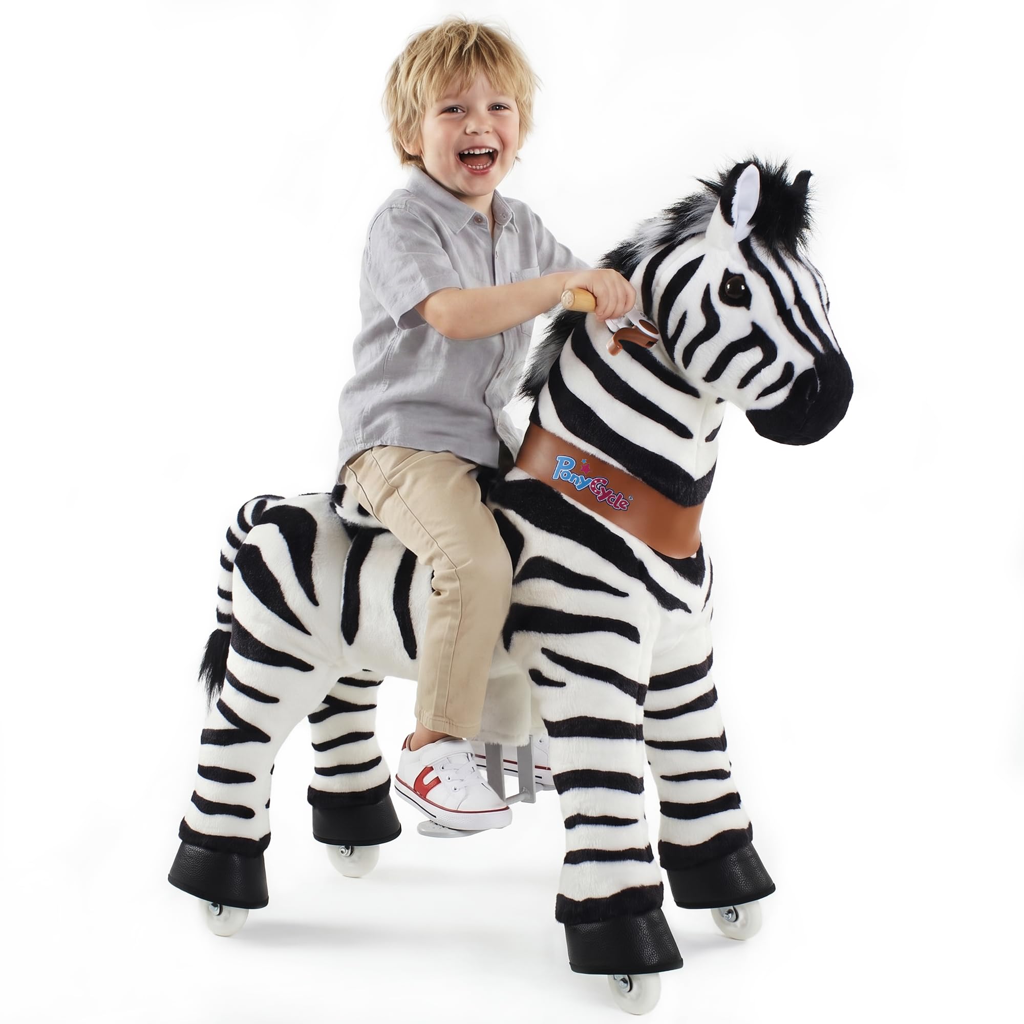 PonyCycle Modello U Zebra Giocattoli Cavallo che Cammina Animali Cavalcabili per Bambini (con Freno/con Suono/ 90cm Altezza/Taglia 4 per 4-7 Anni) Equitazione Bambina Zebra Ux468
