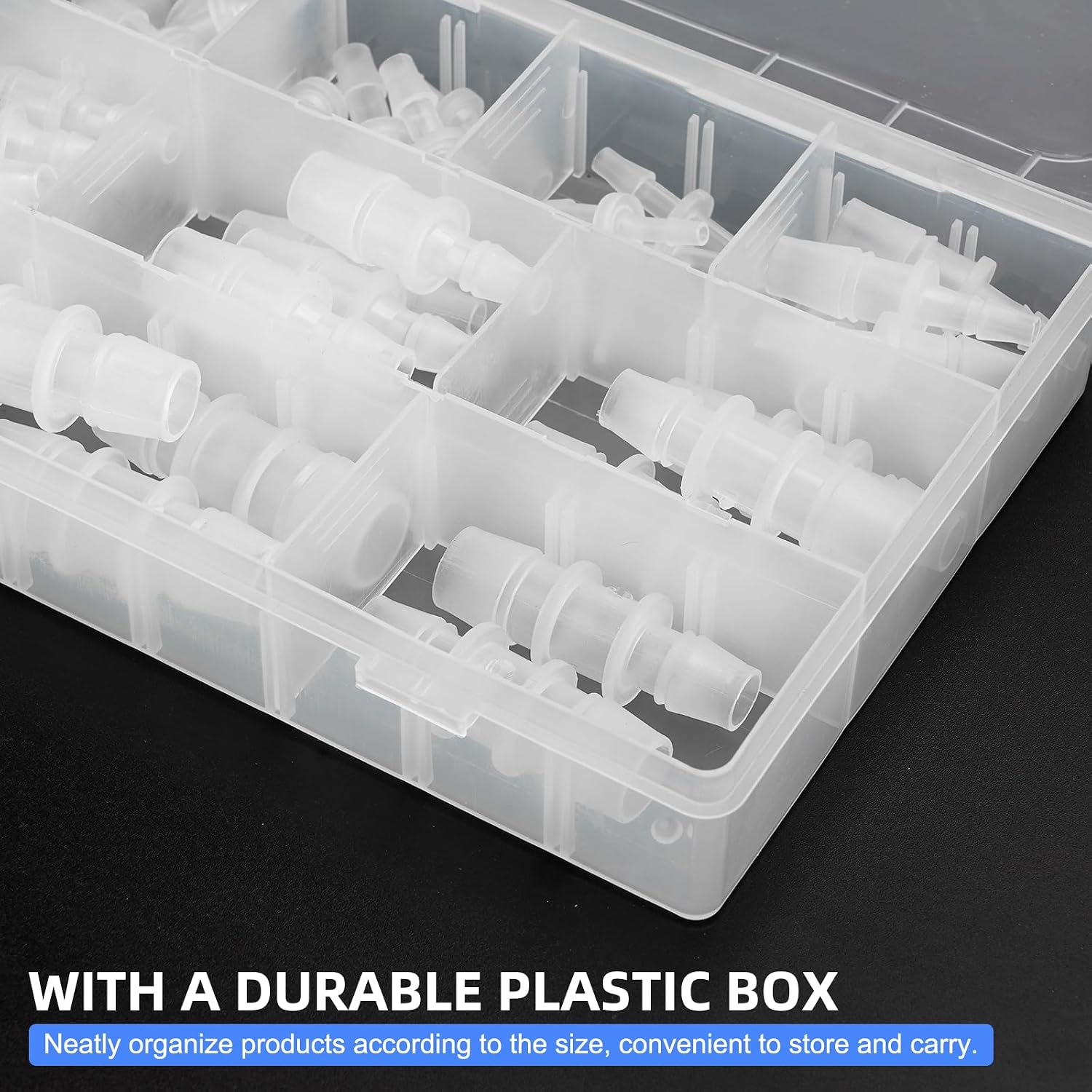 40pcs Hose Barb Fitting, Plastic Hose Barb Reducing Fittings Assortment,Barbed Reducer For Air Gas Water Liquid Line Catheter Tube Pump Adapters