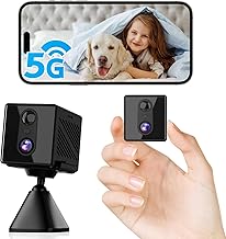aidowocam Mini Kamera,5G WiFi Überwachungskamera Innen,Kamera Überwachung Innen,Kostenloser Cloud-Speicher, Lange Standby Akku Kamera,Bewegungsmelder,Nachtsicht,Unterstützt SD-Speicher