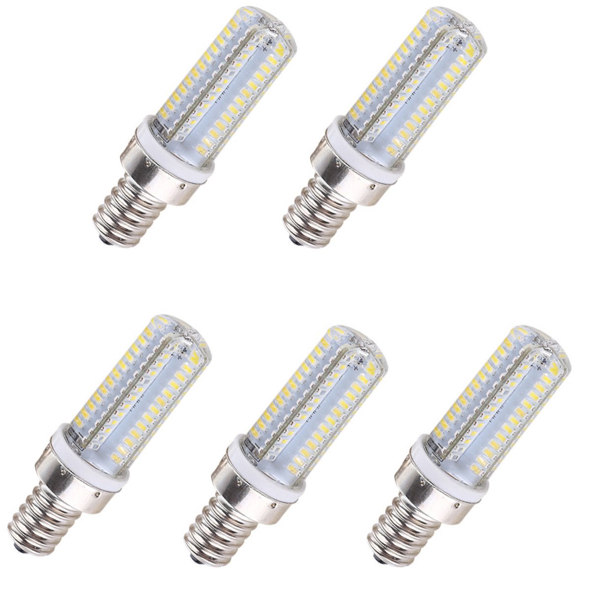 Aoxdi E14 LED Light Bulbs 6W, 104 SMD 3014 Energy Saving E14 LED Lamps, AC220-240V, 5-Pack (Cool White)