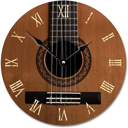 ArogGeld Reloj de pared de estilo musical de guitarra, reloj de pared personalizado, reloj silencioso sin madera, funciona con pilas, reloj redondo ArogGeld Reloj de pared de estilo musical de guitarra, reloj de pared personalizado, reloj silencioso sin madera, funciona con pilas, reloj redondo