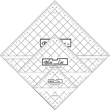 Bloc Loc Half Square Triangle Ruler Set 2.0 - 2.5 inches 6.4 cm, 4.3 inches 11 cm, 6.7 inches 17 cm, Acrylic Ruler
