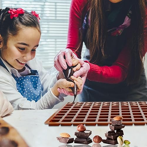 Miniatura 4 de Sakolla - Molde cuadrado de chocolate de silicona, moldes de 80 cavidades para chocolate, caramelo, praliné, cubitos de hielo, gelatina y gominola
