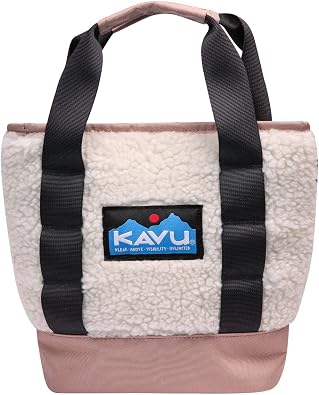 KAVU Brimley Tiny Sherpa Fleece Hand Bag Tote - Blush Cloud