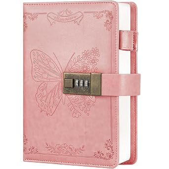 Billtigif Diary with Lock, Journal for Women Girls, Vintage Lock Journal Refillable Personal Locking Notebook Secret Journal with Combination Lock Pink | Vintage Lock Diary for Gifts, Personal Organizers with Lockable Password, Pen Holder&Bookmark, 224 Pages, PU