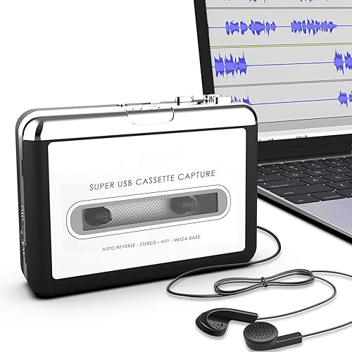 Reproductor de cassette, cinta de cassette a MP3 CD convertidor a través de USB, convertir cassette de cinta Walkman a formato MP3, compatible con