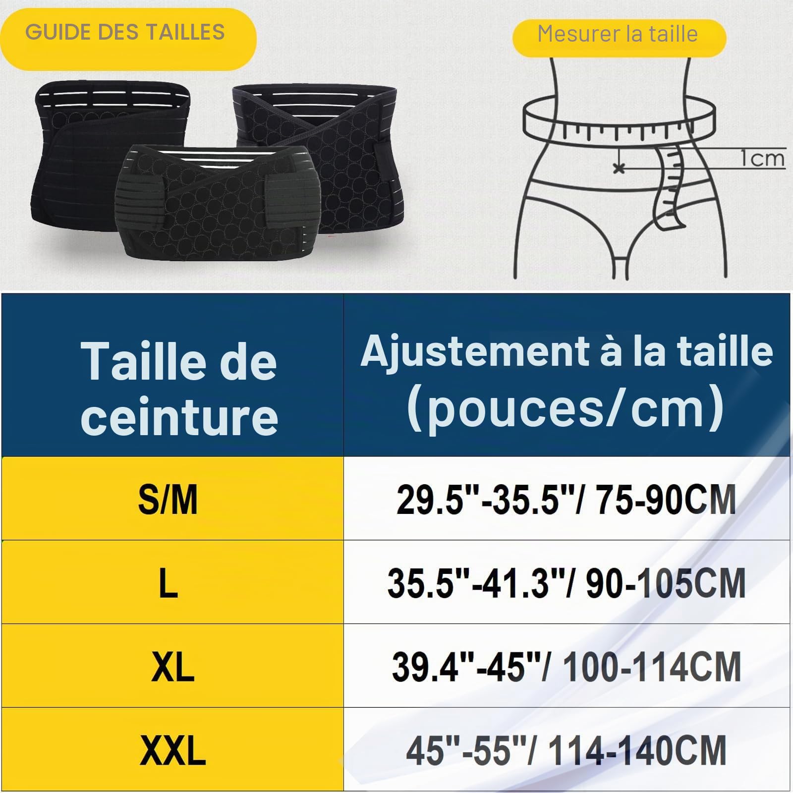 Ceinture ventrale 3 en 1 post-partum, Ceinture ventre/taille/bassin de récupération, noir, taille unique