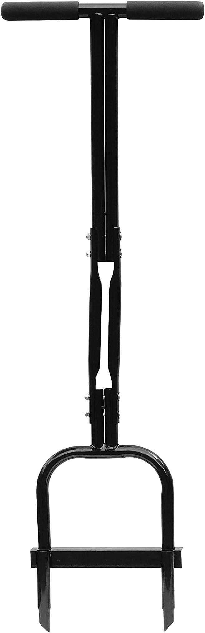 Plug Aeration, Hand Hollow Tine Lawn Aerator, Heavy Duty Aerator for Compacted Soils and Lawns, 35" x 11", Black