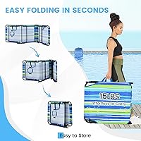 Vista 8 de GYMAX Silla bronceadora, silla de playa de 350 libras con orificio facial, almohada lavable y correa de transporte, tumbona plegable ajustable