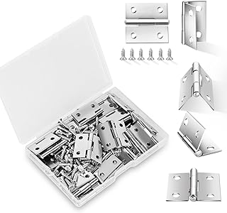 14 Sets Small Hinges with Screws, Stainless Steel Jewelry Box Hardware Hinges Silver, 1 Inch Mini Hinges for Wooden Box, Miniature Folding Butt Hinges, Small Hinge Metal